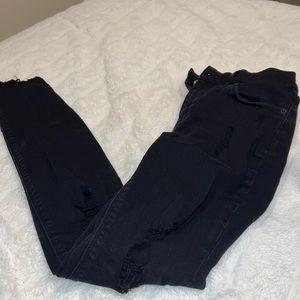 EXPRESS | mid rise ankle legging jeans distressed size 2L raw hem